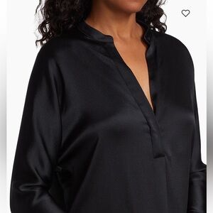 Vince Silk Long Sleeve Blouse in Olive Green Size Medium